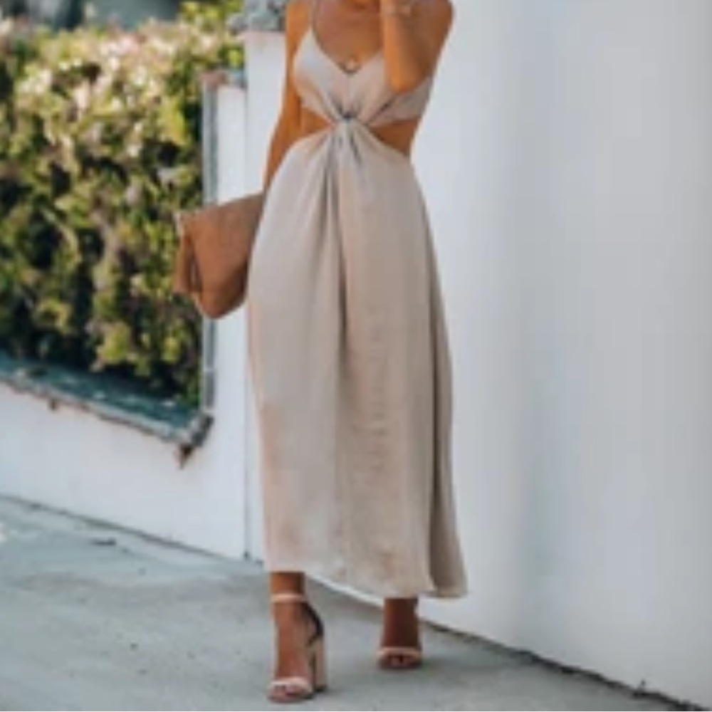 Vici Champagne Satin Midi Dress size Medium